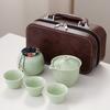 Juego de té de viaje portátil Traje Taza Express una tetera tres tazas exterior kung fu tetera de cerámica regalo de negocios venta al por mayor