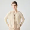 Suéter de cachemira para mujer 100% cachemira de cabra cárdigan de punto trenzado para mujer, nuevo top fino de cachemira de cuello redondo para otoño e invierno