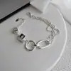 Pulsera de Plata de Ley 925 Multicapa Empalmada para Mujer, Estilo Coreano, Estilo Simple de Estudiante, Diseño Minimalista de Nicho, Pulsera de Amistad Personalizada