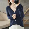 Cardigan de Punto Nuevo para Mujer Otoño Invierno Cuello en V Abrigo Delgado de Punto Suéter Manga Larga Suave y Esponjoso
