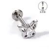 Brincos de liga de titânio F136, tarraxas finamente esculpidas para o osso da orelha com dentes longos, piercings labiais cravejados com zircônia, joias para piercing corporal de titânio G23