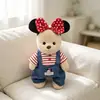 30cm Urso Articulado Médio Lina Roupas Urso Branco Boné de Bola Macacão Roupa Boneca Urso de Pelúcia Vestir