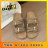 Sapatos Femininos Tamanho Grande 2026, Sandálias Birkenstock Estilo Preguiçoso, Sandálias de Férias Moda Exterior de Verão Femininas com Fivela Dupla