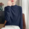 Suéter de malha feminino transfronteiriço minimalista versátil novo gola média alta manga comprida camada de base amiga da pele quente outono e inverno roupa interior camiseta