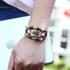 Comércio exterior mais vendido pulseira de couro de vaca tecida com contas vintage caveira e-commerce transfronteiriço fornecimento estável