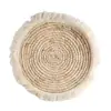 Mantel individual de paja con borde de borlas, Mantel grueso termoaislante para cazuela, Mantel redondo tejido de paja y cuerda de cáñamo para mesa de comedor, Vajilla
