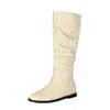 Botas altas de invierno y otoño negras plisadas apiladas, botas altas rectas versátiles de suela plana, botas largas casuales para mujer que estilizan, hasta la rodilla