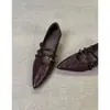 Temporada del Primer Encuentro~Zapatos de Salón Bajos con Punta Aguda y Tacón Grueso Estilo Retro Francés para Mujer 2026 Nuevos Zapatos de Salón Mary Jane con Correa Única