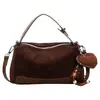 Bolsa de mão minimalista em camurça única, bolsa de ombro coreana Dongdaemun, bolsa transversal de comércio exterior vintage de luxo leve de alta qualidade