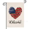 Popular Bandera de Jardín del Día de la Independencia de Amazon Perro Estrella Estampado Material de Lino Bandera Decorativa Americana para Exteriores