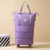 Bolsa de Viagem com Rodas Universal para Mulheres, Bolsa de Bagagem de Grande Capacidade, Mala de Carrinho Leve Dobrável, Armazenamento com Roldana, Bolsa de Bagagem Despachada