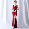 31609 # Producto Nuevo de Comercio Exterior Artesanía Bordado Transparente Boda Exposición Cena Vestido de Noche