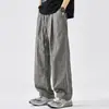 Pantalones Casuales de Pierna Recta de Otoño para Hombre, Estilo High Street Americano, Nuevos Pantalones Deportivos Versátiles de Seda de Hielo Transpirables, Pierna Ancha Suelta para Hombre