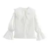 Camisa Blanca de Encaje con Puntadas para Mujer, Nueva Colección Europea y Americana Fengchun 2025 5144