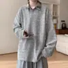 Estilo Japonés de Moda Harajuku Perezoso Ins Sencillo Versátil Moda Artística Nuevo Manga Larga Polo Popular
