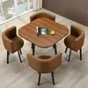 Mesa e Cadeiras Simples Modernas para Negócios e Recepção de Convidados, Mesa Redonda Pequena para Lanchonete de Chá com Leite, Mesa de Jantar