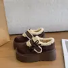Zapatos de Algodón para Nieve con Suela Gruesa, Cierre de Velcro, Lazo, para Mujer, Nuevo Invierno 2026, Acolchados con Felpa, Cálidos, Mocasines, Zapatos Peludos