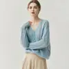 Suéter de Tricô Outono e Inverno Vazado Solto Caxemira Emagrecedor Jaqueta Cover-Up Cor Sólida Gola Nova Versátil Feminino Top Grosso