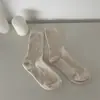 Nuevos Calcetines de Gasa con Lunares Dulces para Niñas, Calcetines Finos a Rayas de Color Sólido, Calcetines Sueltos de Algodón 100% de Alta Gama para Mujer