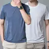 [Entrega rápida] Camiseta de seda de hielo de verano para hombre, cuello redondo, ropa de secado rápido, mangas cortas, transpirable, tallas grandes, camisetas deportivas holgadas para hombre