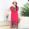 Comercio Exterior Verano Nuevo Vestido de Algodón y Seda talla extra Falda Recta Holgada Vestido Bohemio de Vacaciones