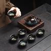 Juego de Té Arena Dorada Cocido en Horno, Una Tetera y Seis Tazas, Juego de Té Cerámico Kung Fu, Pequeños Regalos, Apertura de Evento, Recuerdos de Celebración de Tienda