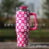 Nova caneca de carro de grande capacidade 40Oz, com alça fashion criativa, copo de água para carro, copo térmico de aço inoxidável com impressão 3D