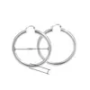 Pendientes Largos Huecos Kawei de 5 mm, Pendientes Redondos de Plata Modernos, Pendientes de Aro Grandes Brillantes, Pendientes Exagerados