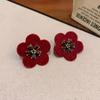 Pendientes de Terciopelo Otoño e Invierno Nueva Colección para Mujer, Pendientes de Botón Geométricos Retro de Lujo Ligero de Alta Gama, Elegantes Accesorios para Orejas Versátiles