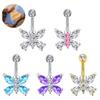 Europeo y Americano Transfronterizo Nuevo Dulce Anillo para el Ombligo de Mariposa Moda Lujo Ligero Chica Colgante de Mariposa Adorno Umbilical Perforación Anillo Umbilical
