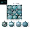 Bolas de Natal Transfronteiriças, Conjunto de 9 Peças, Bolas Decorativas de Plástico Galvanizado, Acabamento Espelhado e Acabamento Fosco, Enfeites para Árvore de Natal, Conjunto Embalado, Atacado