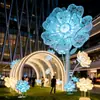 Luzes de Paisagem Artísticas Vazadas em Grande Escala com Formato de Flor para Praças Comerciais, Exposições Decorativas Externas e Ruas Comerciais, Esculturas Iluminadas