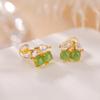 Pendientes de plata de ley Yilu S925 chapados en oro con diseño de cereza y jade hetiano, bonitos y creativos, de estilo pastoral pequeño para mujer