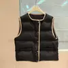 Chaleco Ligero y Cálido de Cadena de Perlas BC con Relleno de Plumas de Pato para Mujer en Otoño e Invierno Ropa Exterior Holgada Chaleco Corto sin Mangas con Dobladillo de Pana