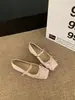 ¡Nuevos zapatos para aumentar la altura para la temporada! Zapatos de vestir azules de punta cuadrada para primavera-verano, bailarinas versátiles para niñas, perfectos con faldas, zapatos Mary Jane