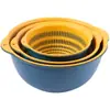 Balanza de lavado de verduras de doble capa con cesta de drenaje, juego de seis piezas para cocina y sala de estar, bandeja de lavado de frutas para el hogar, cesta simple de plástico para lavar arroz