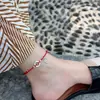 Pulsera con Hebilla Segura de Plata Nafu para Niñas, Lujo Ligero de Nicho, Cordón Rojo, Pulsera Fina de Cadena para Tobillo para Novia, Pulsera