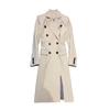 Trench Coat Longo com Fenda e Gola de Terno, Estilo de Alta Qualidade de Comprimento Médio para Mulheres para Primavera e Outono, Casaco Feminino de Outono Estilo Britânico