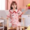 Camisola de Menina Verão Manga Curta Fina Pijama Infantil Menina Fofa Estilo Princesa Desenho Animado Boneca Roupas de Casa Roupa Externa
