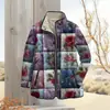 2025 Estación Independiente Temu Moda Femenina Chaqueta de Algodón Plisada Estampado Floral Digital Botón 6 Chaquetas de Algodón para Mujer