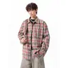 Camisa longa xadrez oversized da moda para homens, jaqueta camisa estilo novo tie-dye 2026 de caimento solto