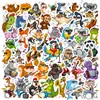 50 Adesivos Divertidos de Animais em Desenho Animado com Instrumentos Musicais, Grafite Criativo, Pequena Aba Fácil de Rasgar, Material para DIY Infantil