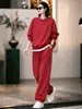 Conjunto de Sudadera con Cuello Redondo de Alta Gama para Mujer Otoño Invierno Nuevo Holgado Año del Rata Rojo Pulóver Pantalones Deportivos Conjunto de Dos Piezas
