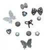 Accesorios para Zapatos Tipo Clog de Estilo Nuevo con un Toque de Alta Gama, Dijes Brillantes de Mariposa con Pedrería Estilo Ins, Hebilla Decorativa para Zapatos de Mariposa Negra y Blanca Oscura para DIY