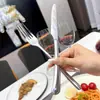 Conjunto de Faca, Garfo e Colher de Aço Inoxidável 304 Extra Espesso para Restaurantes de Hotel Estilo Francês, Talheres para Bife Estilo Ocidental e Colheres de Sobremesa