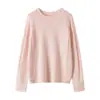 Estilo perezoso~Suéter de punto de cachemira con cuello redondo para mujer, nuevo para otoño e invierno, manga larga, suéter holgado, estilo básico, top versátil