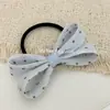 Goma de Pelo de Lunares de Colores Estilo Coreano con Lazo, Cuerda Dulce y Versátil para Coleta, Anillo de Goma Elástica Alta