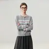 ¡Estilo artístico casual! Elegante cárdigan corto de cachemira para mujer, chaqueta suéter tejida, cuello redondo, casual de otoño e invierno