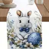 Camino de mesa popular transfronterizo de Pascua con estampados de conejos y huevos para decoración de restaurante y ambiente festivo - Bandera de mantel