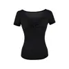 Top Estilo Chica Caliente de Manga Corta con Escote en V Profundo y Nudo en el Pecho, Nuevo Modelo Primavera/Verano, Corte Ajustado, Ceñido a la Cintura, Camiseta Corta de Tiro Alto para Capas